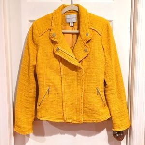Carolina Belle Montreal Yellow Tweed & Fringe Moto Jacket